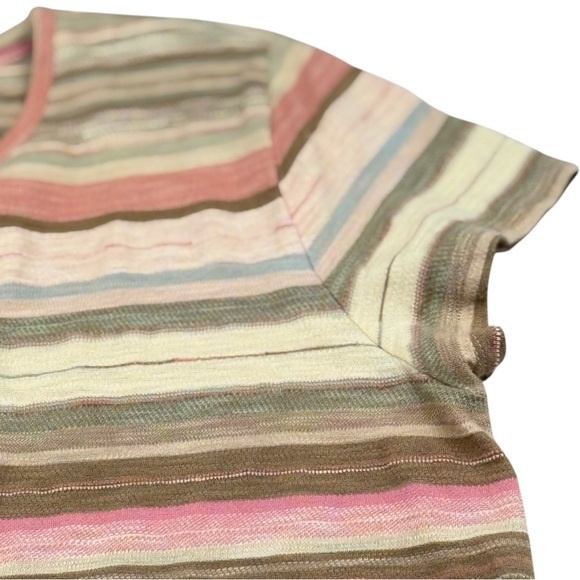 Lauren Ralph Lauren Striped Cotton Midi Dress L Earth Tones Casual Chic - Picture 8 of 9